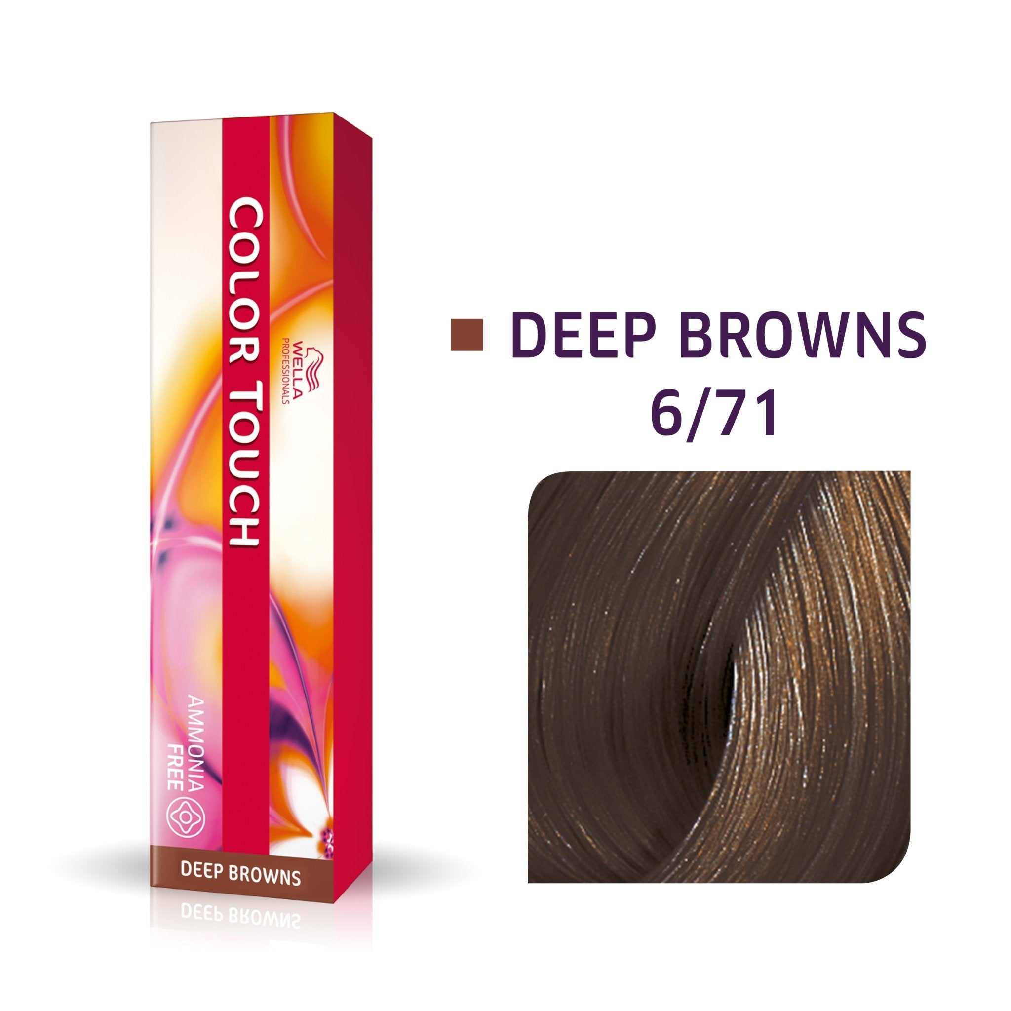 Wella Professionals, Color Touch, Senza ammoniaca, Tintura per capelli semi-permanente, 6/71 Dark Blonde Ash Chestnut, 60 ml - Cosmova