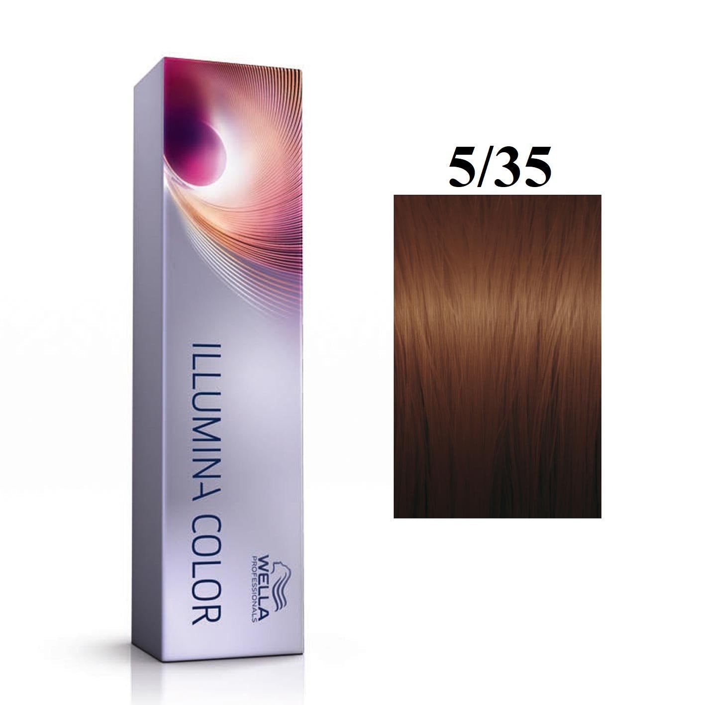 Wella Professionals, Illumina Color, Tinta per capelli permanente, 5/35 Light Chestnut Golden Mahogany, 60 ml - Cosmova
