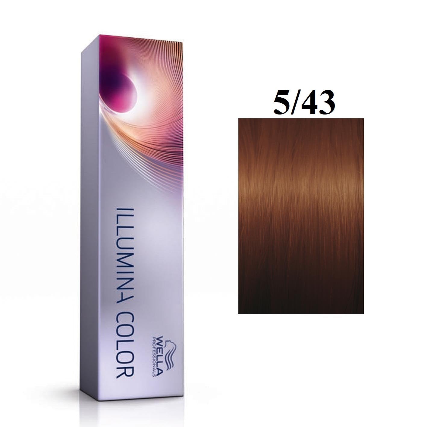 Wella Professionals, Illumina Color, Tinta per capelli permanente, 5/43 Light Chestnut Golden Red, 60 ml - Cosmova