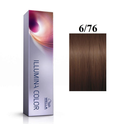 Wella Professionals, Illumina Color, Tinta per capelli permanente, 6/76 Dunkelblond Violettkastanie, 60 ml