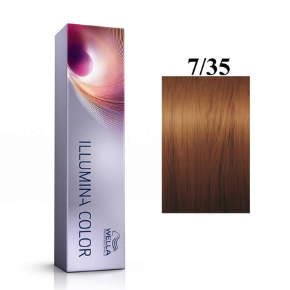 Wella Professionals, Illumina Color, Tinta per capelli permanente, 7/35 Medium Gold Mahogany Blonde, 60 ml