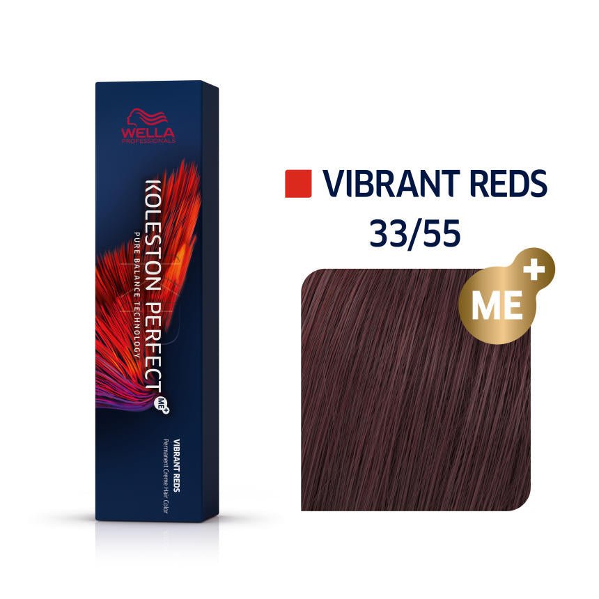 Wella Professionals, Koleston Perfect Me+, Tinta per capelli permanente, 33/55 Dark Chestnut Intense Mahogany, 60 ml - Cosmova