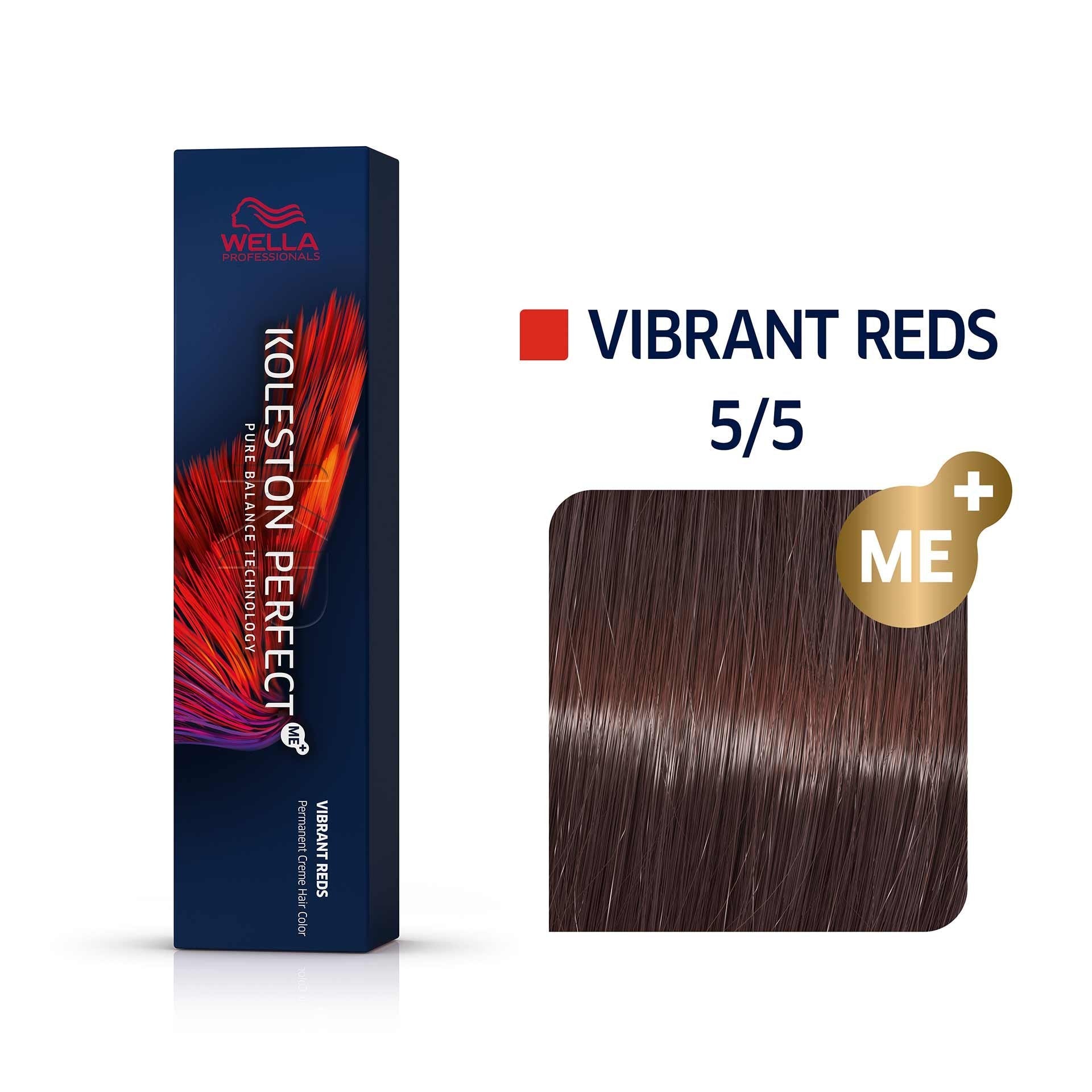 Wella Professionals, Koleston Perfect Me+, Tinta per capelli permanente, 5/5 Light Brown Red Violet, 60 ml - Cosmova