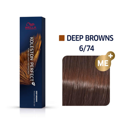 Wella Professionals, Koleston Perfect Me+, Tinta per capelli permanente, 6/74 Deep Brown, 60 ml