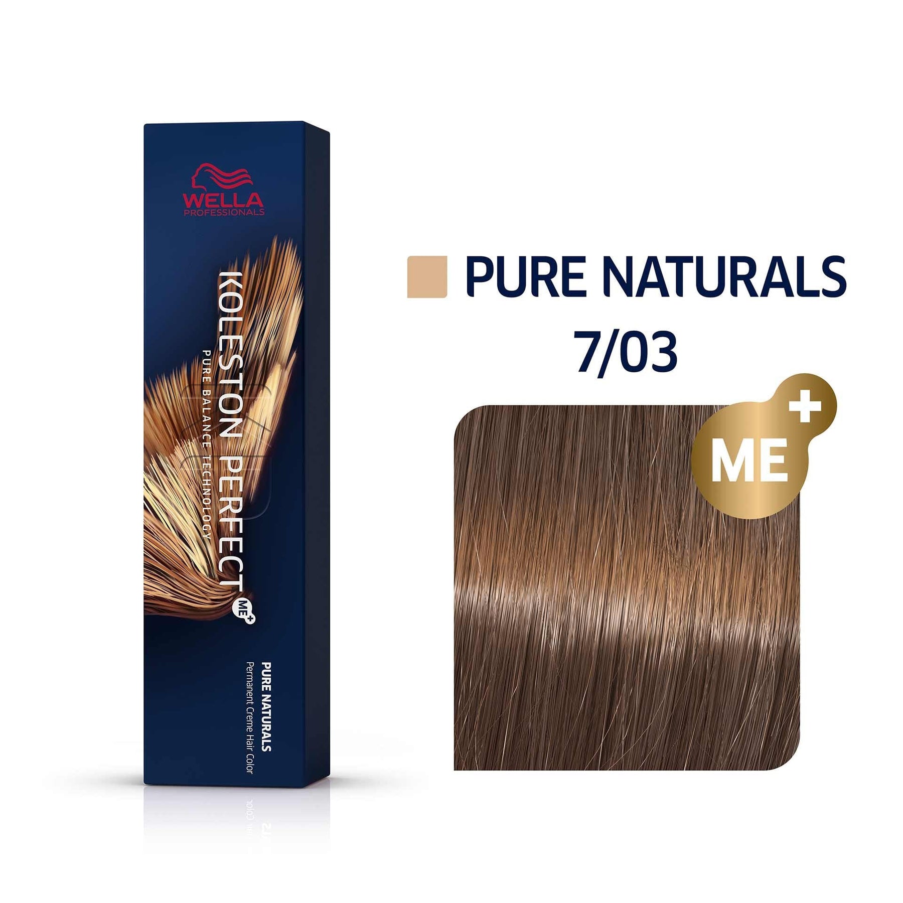Wella Professionals, Koleston Perfect Me+, Tinta per capelli permanente, 7/03 Medium Blonde Natural Golden, 60 ml - Cosmova