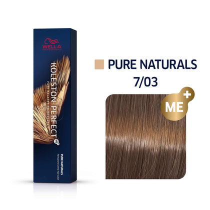 Wella Professionals, Koleston Perfect Me+, Tinta per capelli permanente, 7/03 Medium Blonde Natural Golden, 60 ml
