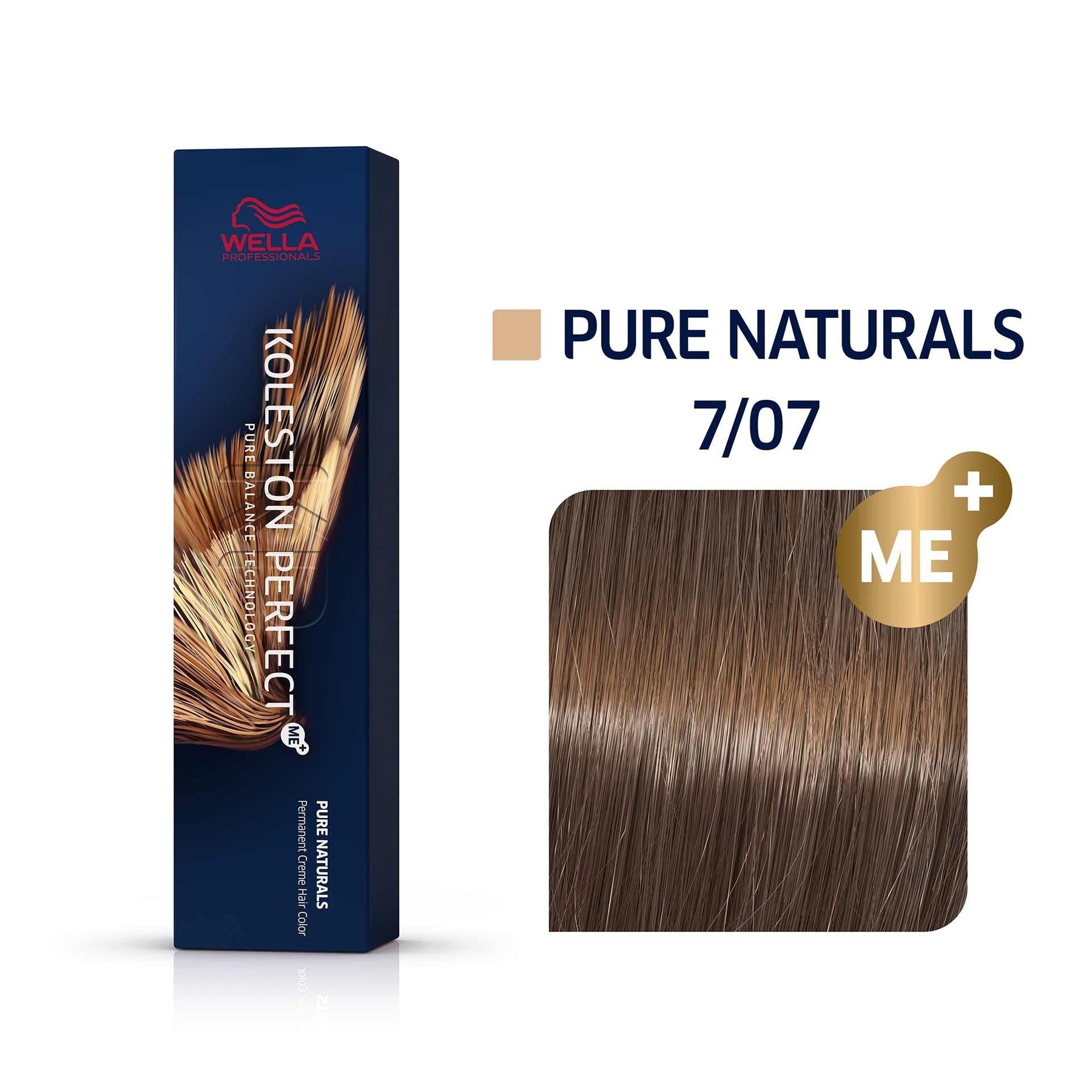 Wella Professionals, Koleston Perfect Me+, Tinta per capelli permanente, 7/07 Medium Blonde Natural Chestnut, 60 ml - Cosmova