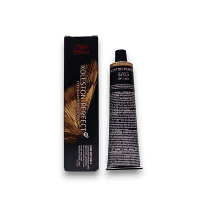 Wella Professionals, Koleston Perfect Me+, Tinta per capelli permanente, 8/03 Blond clair Naturel Doré, 60 ml