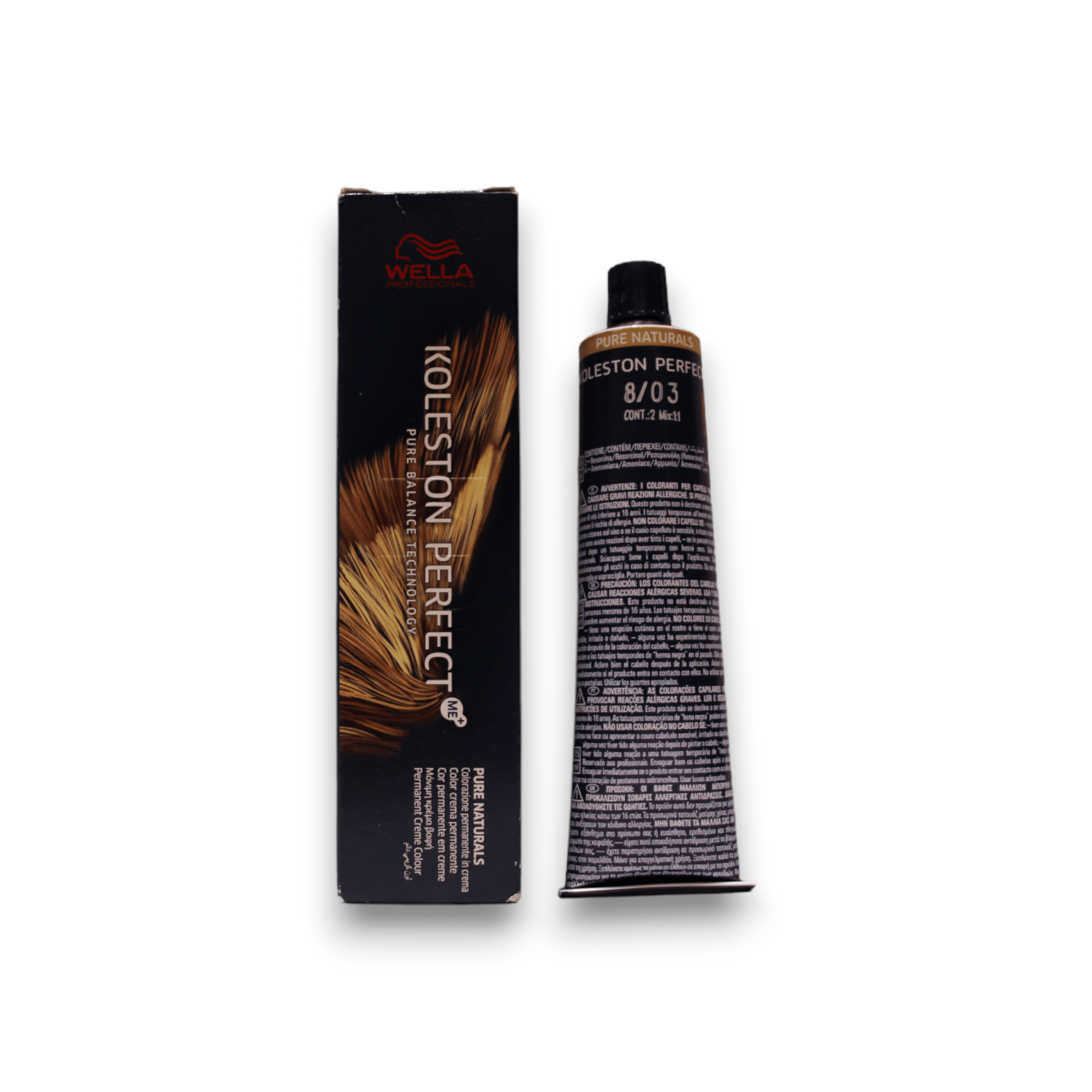 Wella Professionals, Koleston Perfect Me+, Tinta per capelli permanente, 8/03 Light Blond Natural Golden, 60 ml - Cosmova