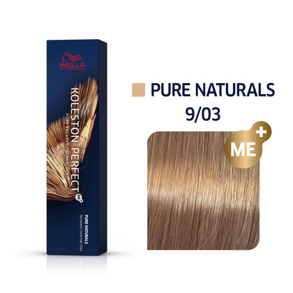 Wella Professionals, Koleston Perfect Me+, Tinta per capelli permanente, 9/03 Very Light Blonde Natural Gold, 60 ml