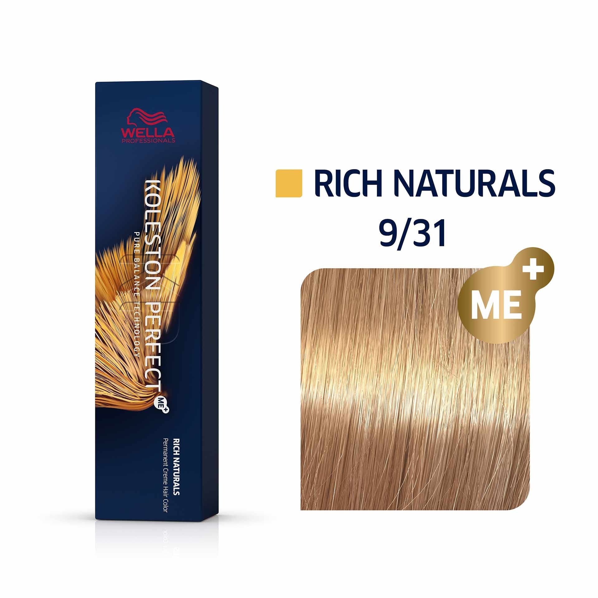 Wella Professionals, Koleston Perfect Me+, Tinta per capelli permanente, 9/31 Very Light Blonde Gold Ash, 60 ml - Cosmova