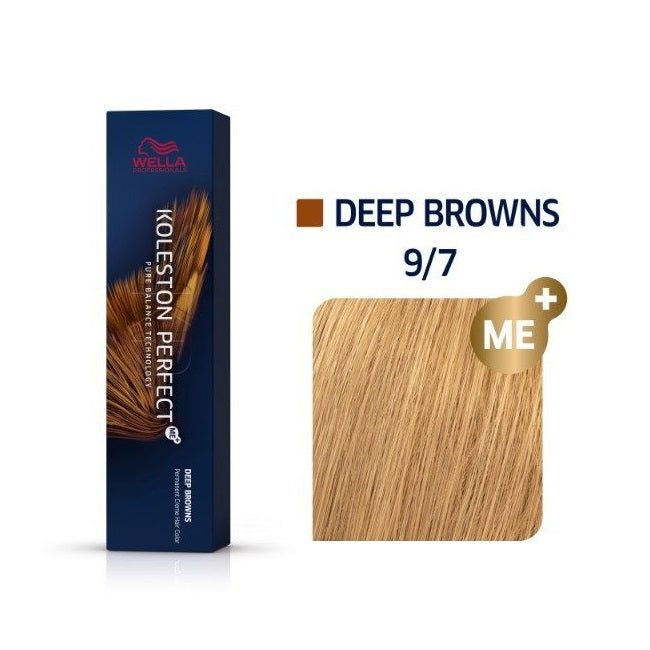 Wella Professionals, Koleston Perfect Me+, Tinta per capelli permanente, 9/7 Bright Blond Chestnut, 60 ml - Cosmova