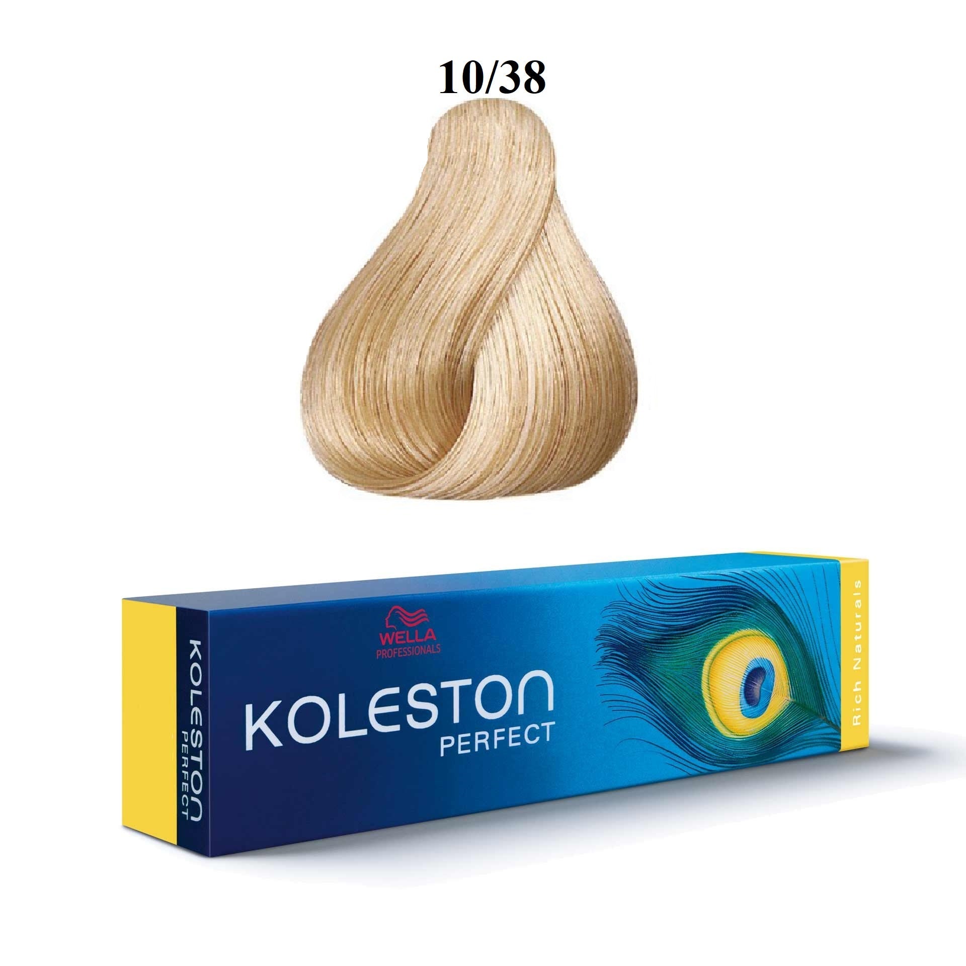 Wella Professionals, Koleston Perfect, Tinta per capelli permanente, 10/38 Bright Light Blonde Golden Blue, 60 ml - Cosmova