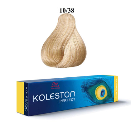 Wella Professionals, Koleston Perfect, Tinta per capelli permanente, 10/38 Blond clair brillant bleu doré, 60 ml
