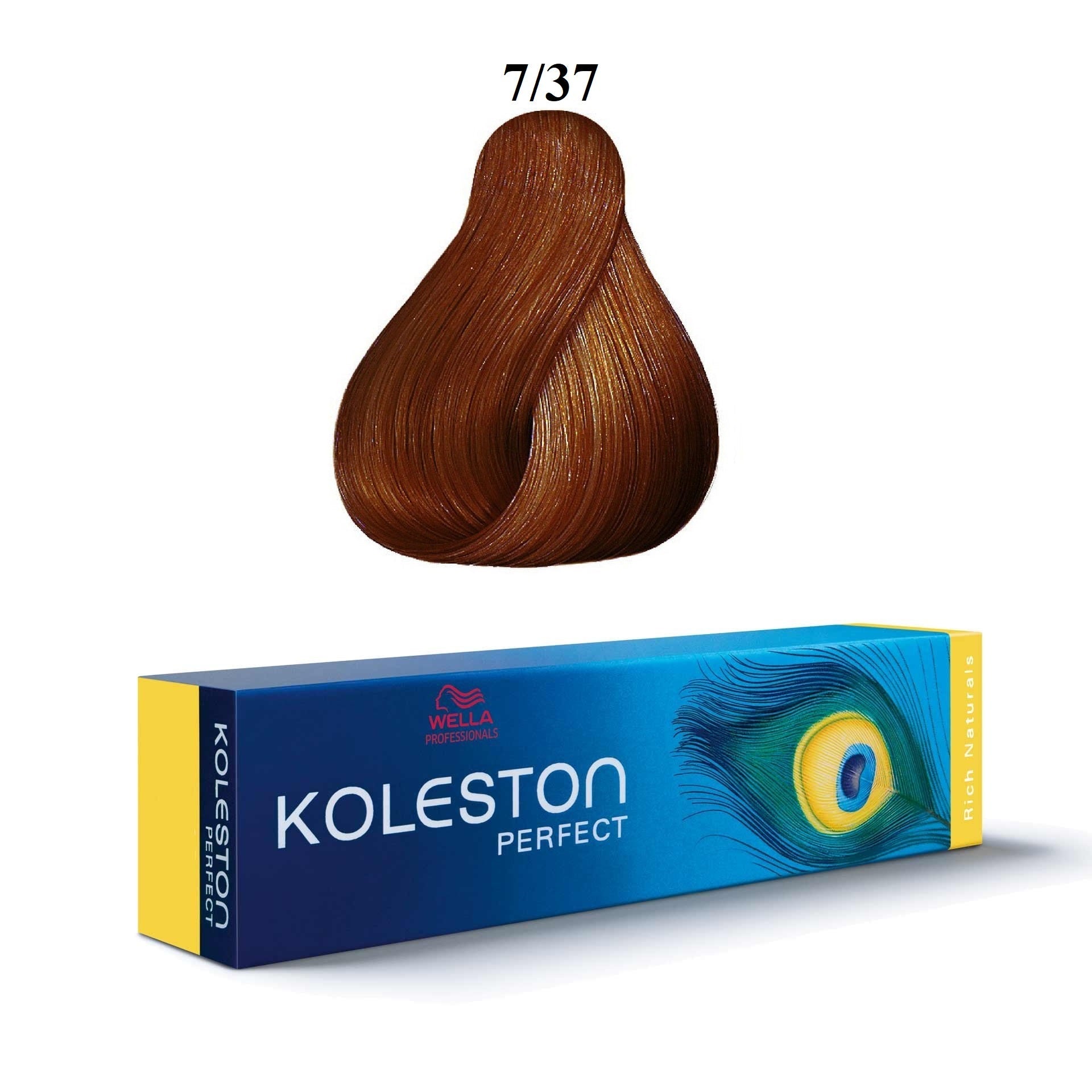 Wella Professionals, Koleston Perfect, Tinta per capelli permanente, 7/37 Medium Blonde Golden Brown, 60 ml - Cosmova